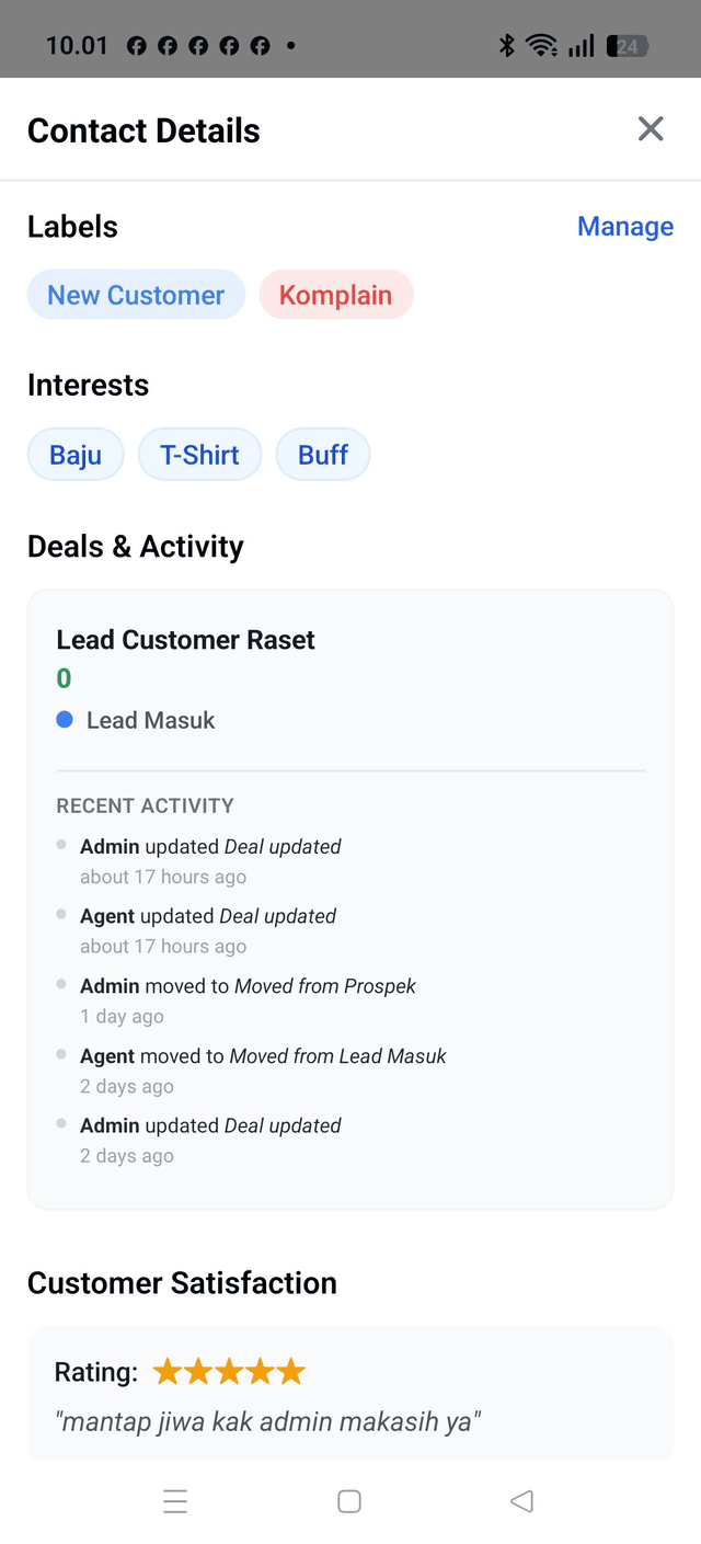 Mobile Contact Detail